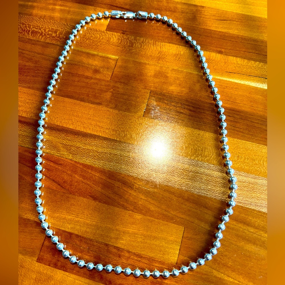 Italian 20” Sterling Silver Small Bead Necklace